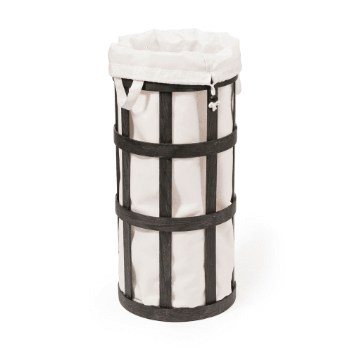 Image showing the Cage Laundry basket, H63 x W31 x D31cm, Dark Brown/ White product.