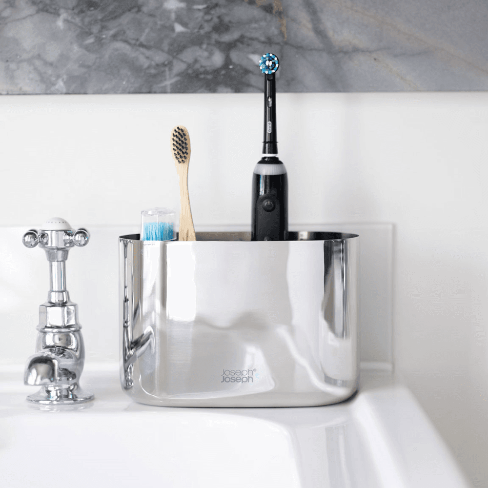 EasyStore Luxe Toothbrush Caddy, Stainless Steel