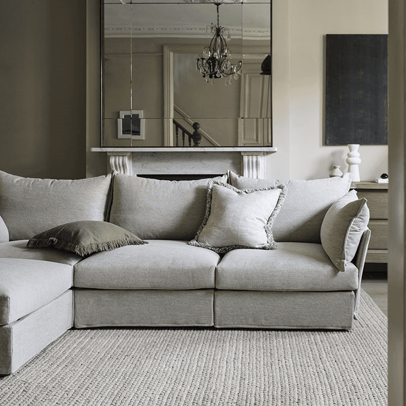 Model 06 Linen 3 Seater Sofa With Chaise, Pumice