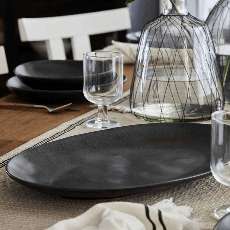 Livia Oval Platter, D45cm, Matte Black