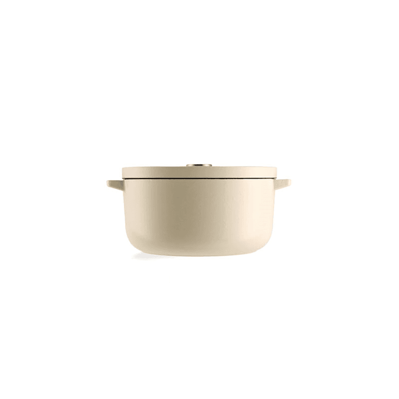 Cast Iron Non-stick Casserole Dish with Lid, 22cm, Almond Cream