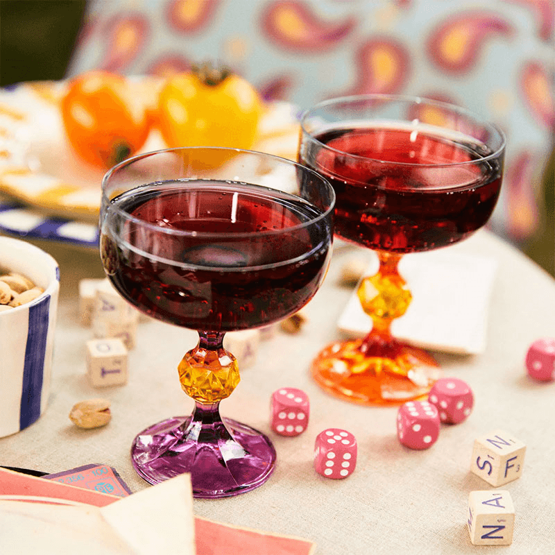 Paradise Set of 2 Cocktail Glasses, Blue & Orange