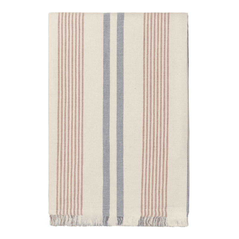 Iris Throw, H215cm x W130cm, Blue/Rusty Red