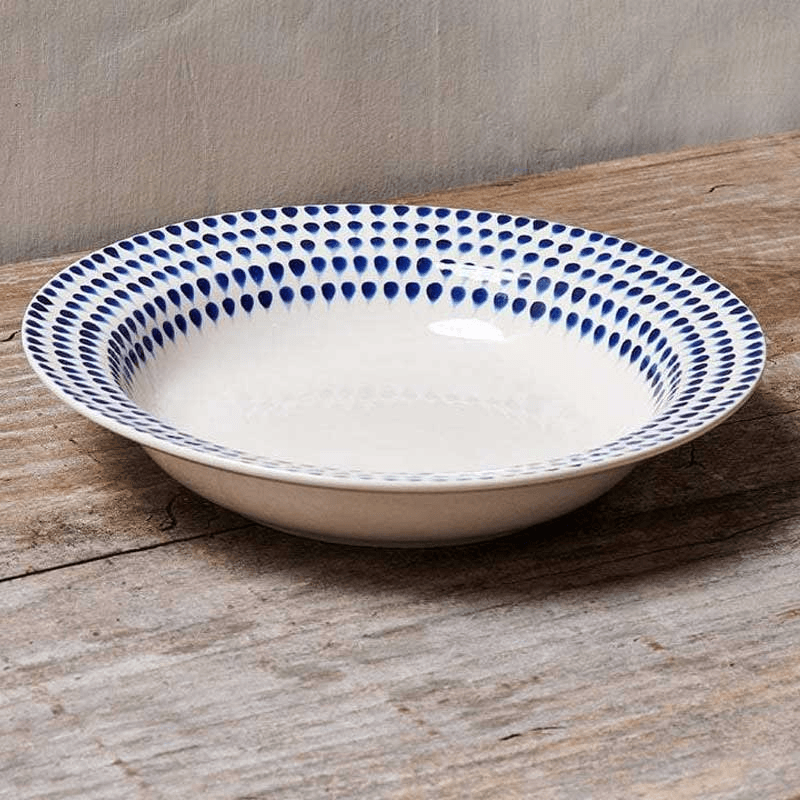 Indigo Drop Pasta Bowl, D23cm, White Clay