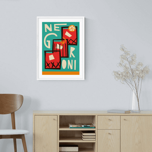 Image showing the Fox and Velvet Negroni Art Print, H45 x W32cm, Multi product.