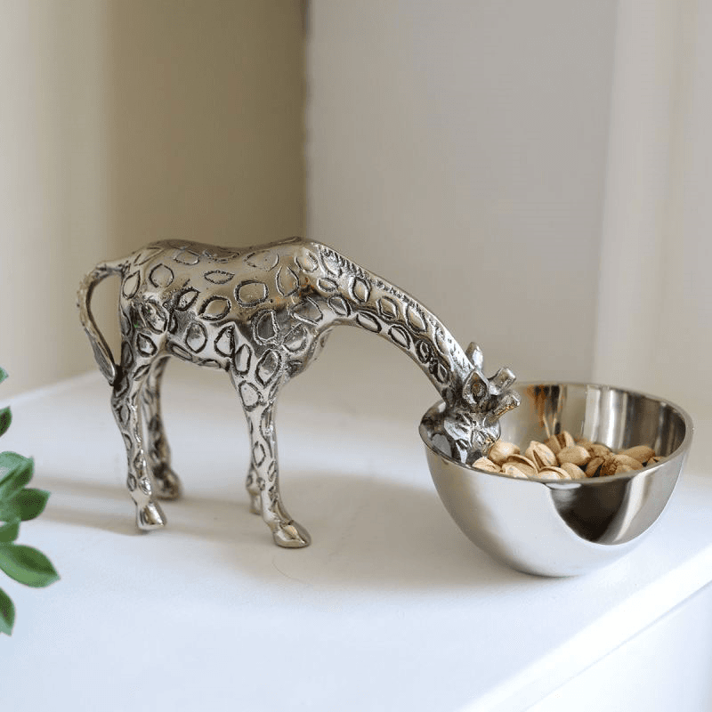 Wild Giraffe Nibbles Bowl, L28 x W12.5 x H14.5 cm, Silver