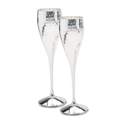 Image showing the Hammered Set of 2 Champagne Goblets, Silver product.