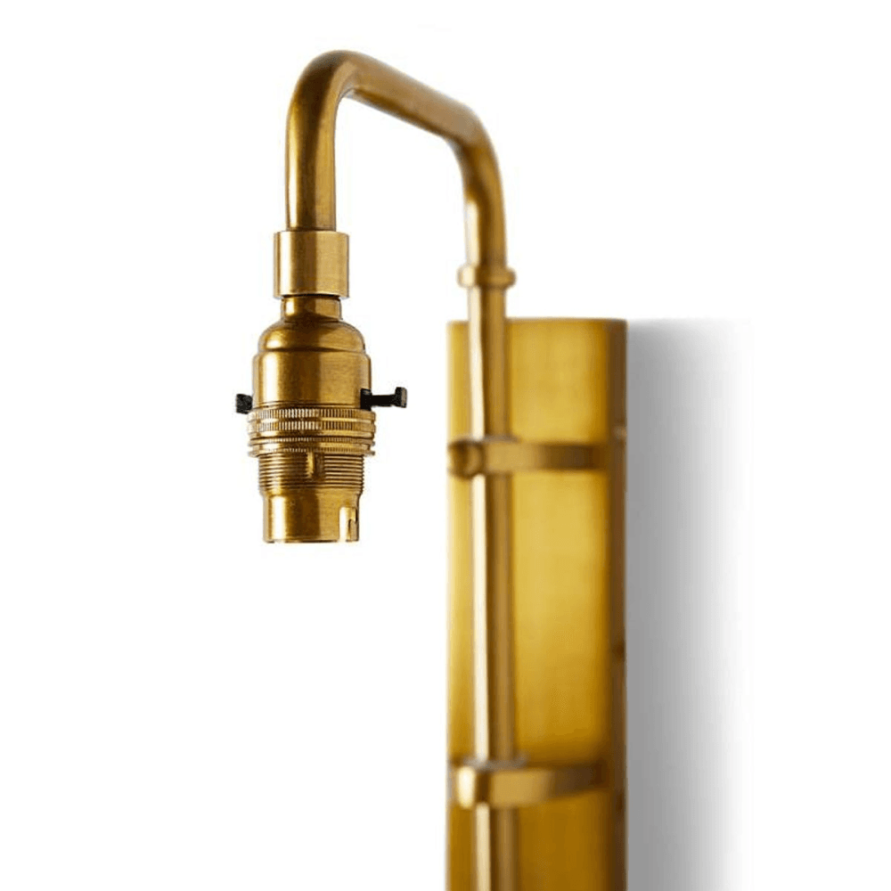 Tiree Wall fitting light with external flex in olive green, Antiqued Brass