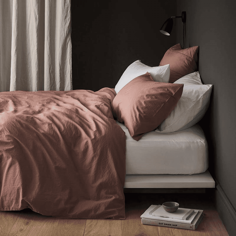 Relaxed Cotton Double Duvet Cover, Rust