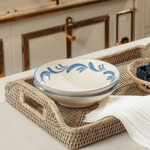 Image showing the Celia Set of 6 Pasta Bowls, D22cm x H 5.5cm, Denim Blue product.