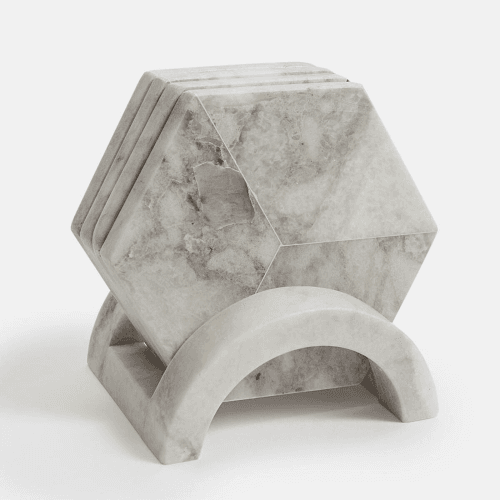 Image showing the Clyde Set of four coasters, H11 x W9cm, White product.