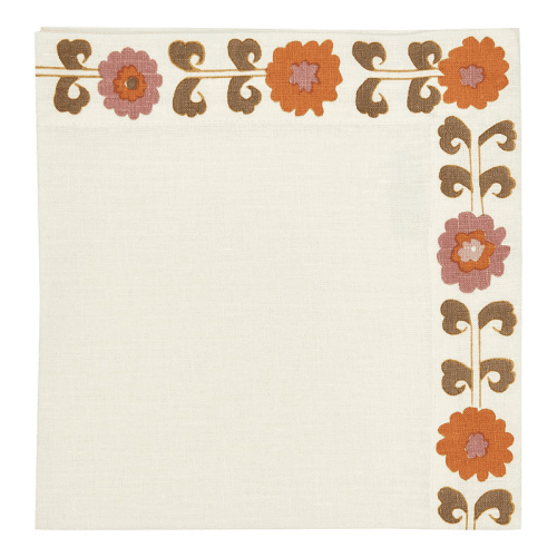 Image showing the Simla Set of 4 Napkins, Pink and Brown product.
