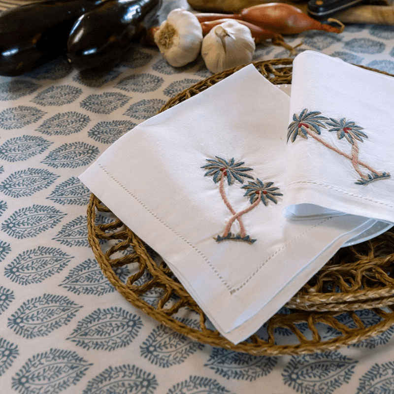Palm Set of 4 Napkins, 45 x 45cm, White