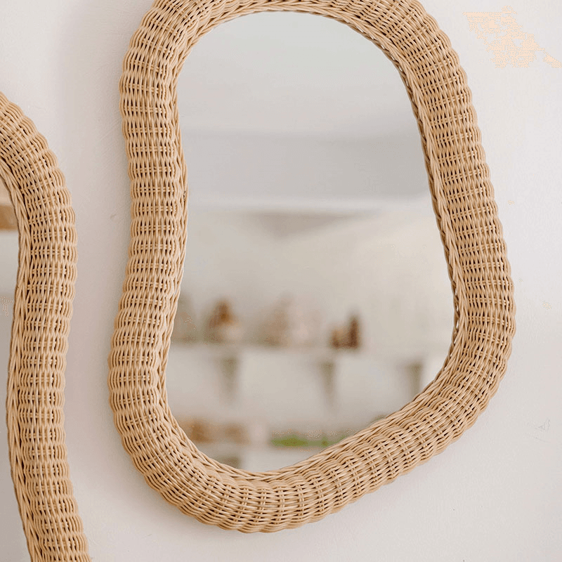 Joy Rattan Asymmetric Mirror, 84cm, Natural