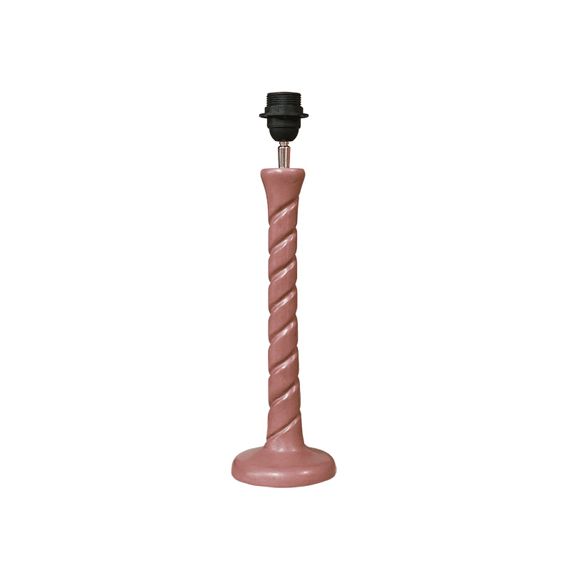 Twisted Wooden Table Lamp, H35cm, Pink