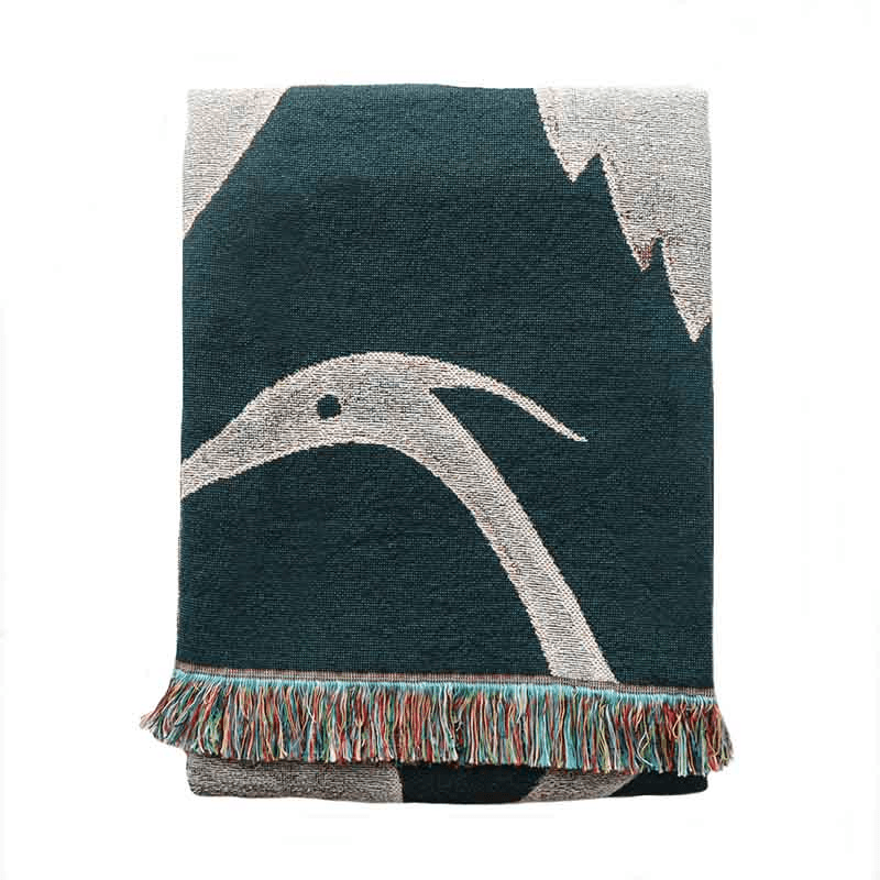 Herons Woven Recycled Cotton Throw, 137 x 183cm, Teal