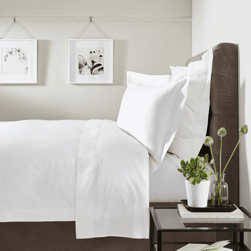 Image showing the Symons Double Row Cord - 1000 Thread Count Egyptian Cotton Sateen King deep fitted sheet, W150 x L200 x D34cm, White product.