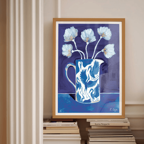 Image showing the Herons Jug Print, A3, Blue product.