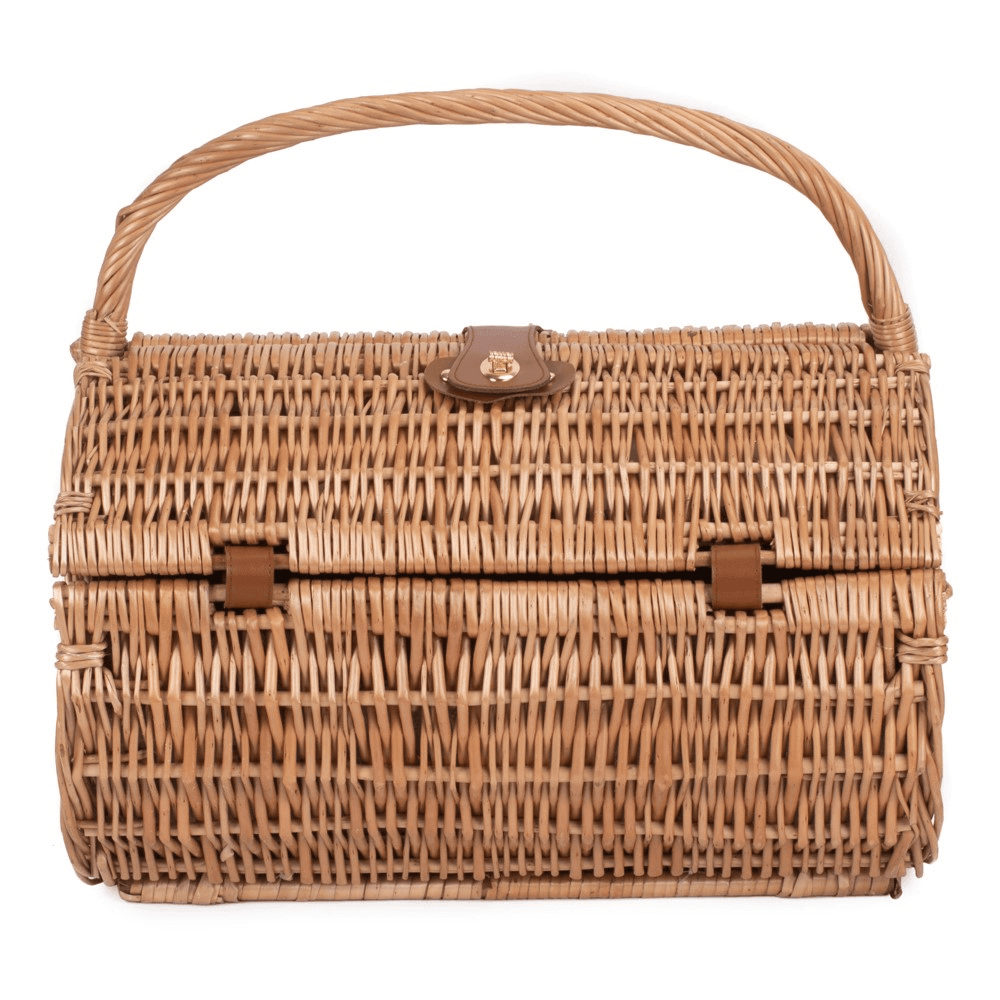 Green Tweed Picnic hamper 2 person, H42 xW30 x L46cm, Green/Brown
