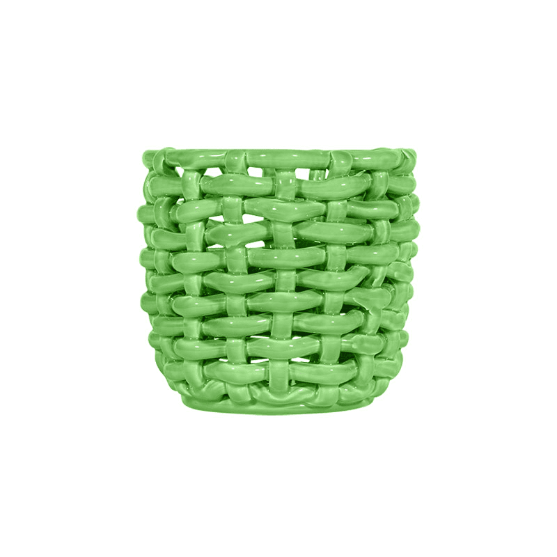 Juicy Basketweave Planter, D18cm, Apple Green