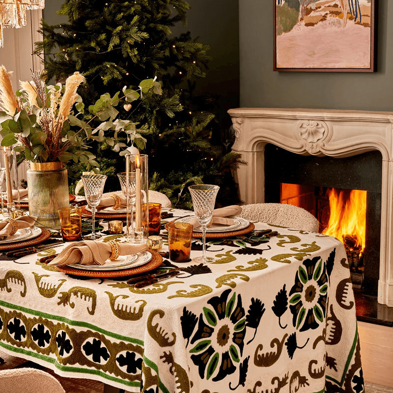 Suzani Tablecloth, 180 x 300cm, Forest