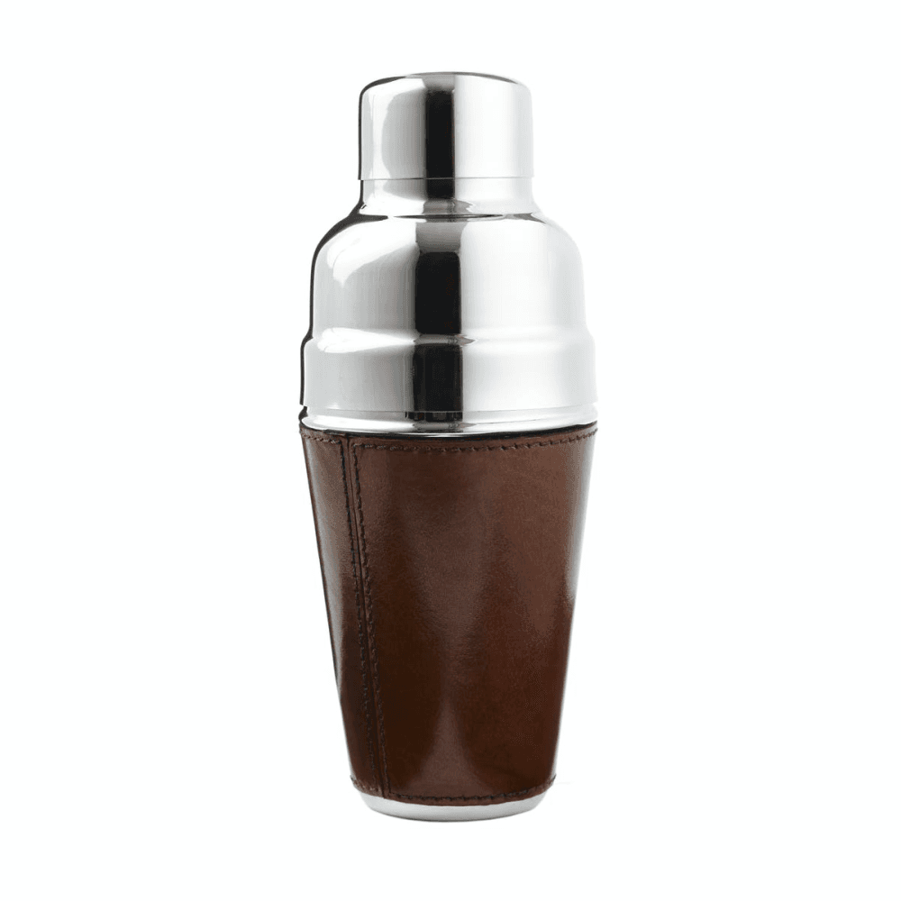 Cocktail shaker, H23 x D9.5cm, tan leather