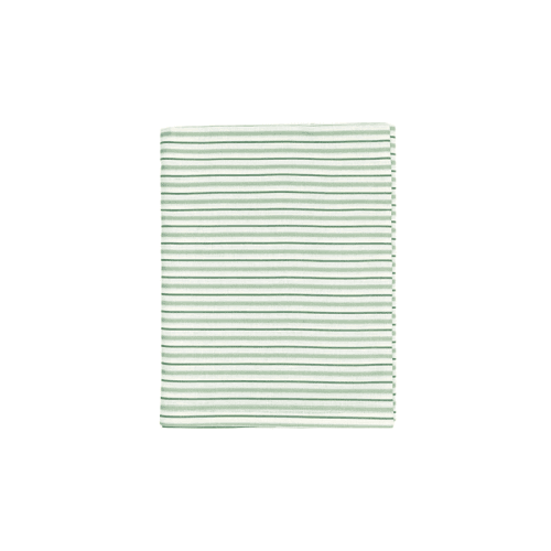 Image showing the Victoria Striped Linen Tablecloth, 160 x 260cm, Chalk & Moss Green product.
