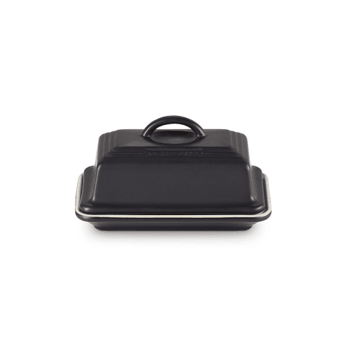 Image showing the Stoneware Butter dish, 17 x 13 x 9cm, satin black product.