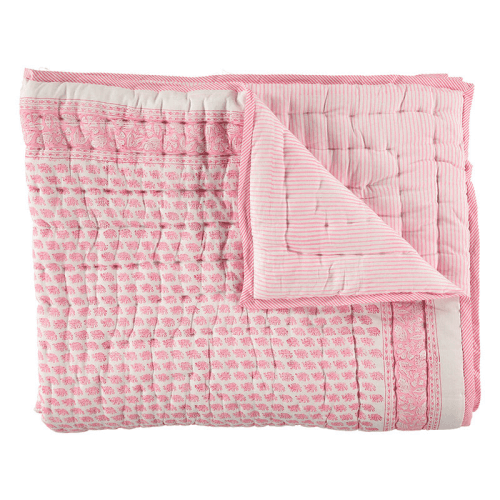 Image showing the Elephant Double Quilt, Pink product.