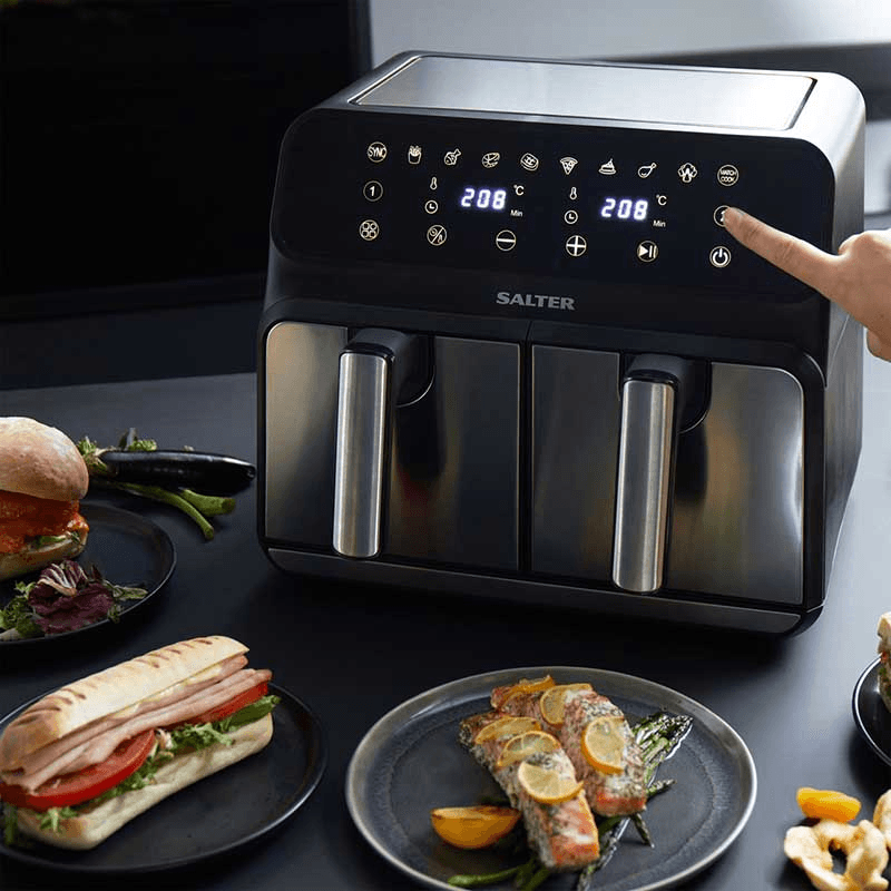 Dual Air Fryer, 7.6L, Silver