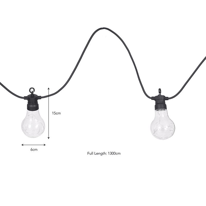 Classic Festoon Extendable Lights, 13m, Black