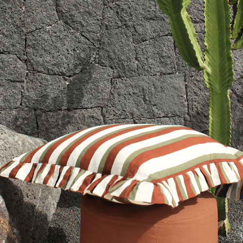 Image showing the Stripe Cushion Cover, 60 x 60cm, Cinnamon & Olive product.