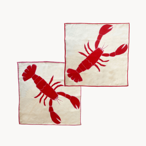 Image showing the Lobster Set of 2 Napkins, 45 x 45cm, Red product.