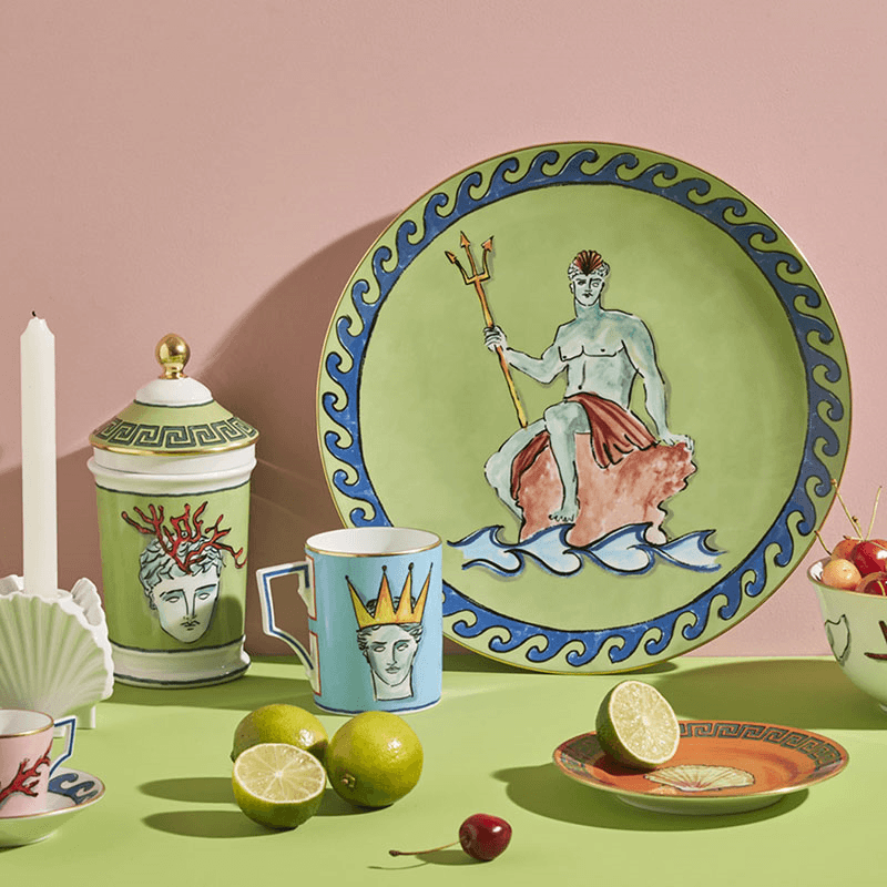 Il Viaggio Di Nettuno Plate, D33cm, Moss Green