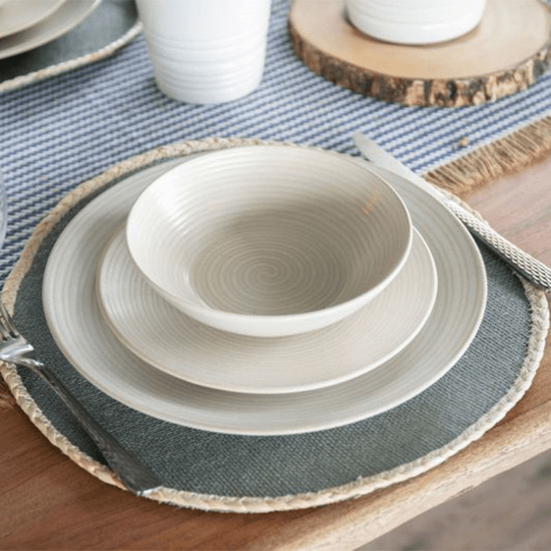 Jute Set of 4 Round Placemats, D34cm, Grey