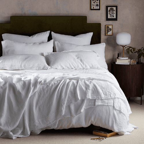 Image showing the Linen Duvet Cover, Superking, White product.