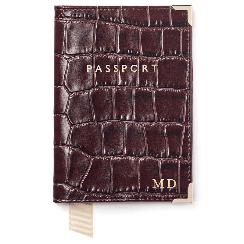 PlainPassport Cover, L14 x W9.5cm, Amazon Brown Croc