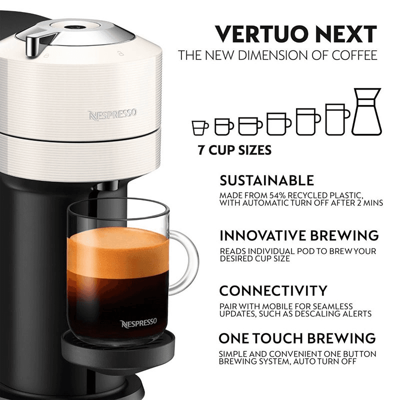 Vertuo Next with Aeroccino Coffee Machine, White