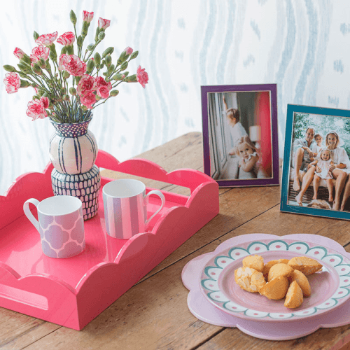 Image showing the Lacquered Scallop Tray 43 x 33cm, Pink product.