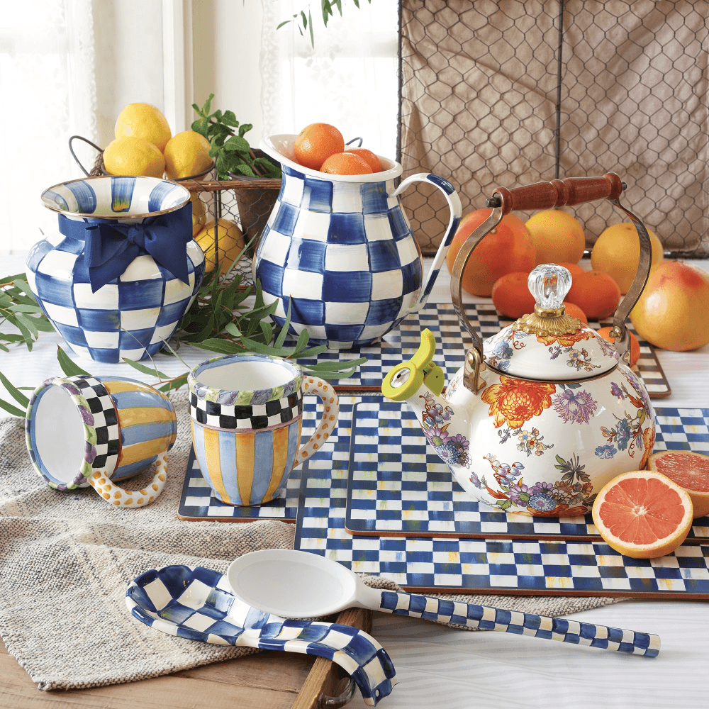 Royal Check Pitcher, 3.4L, Blue & White