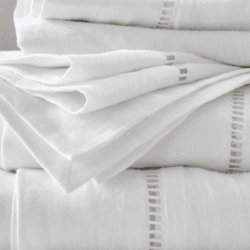Image showing the Flat Sheet- Santorini Linen, King, White product.