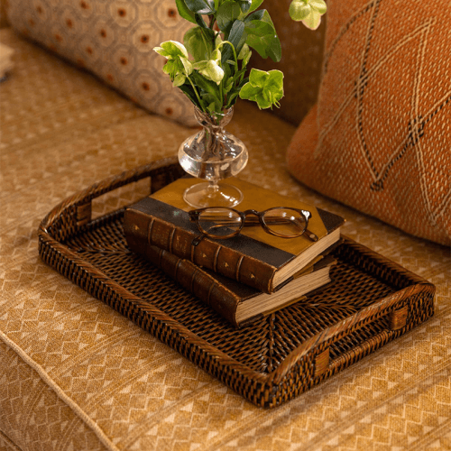 Image showing the Rattan Serving Tray, Medium 38cm, Brown product.