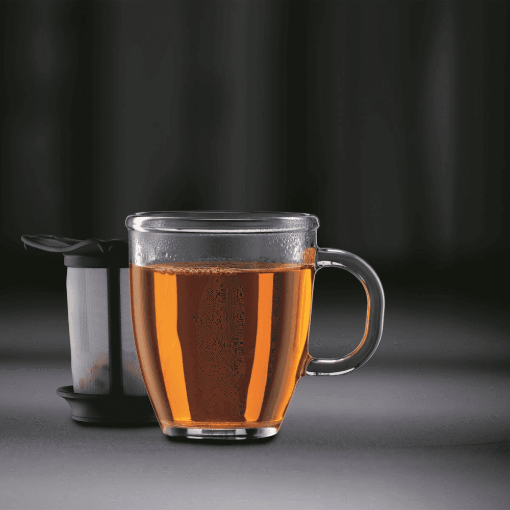 Yo-Yo Mug and tea strainer, 35cl, Black