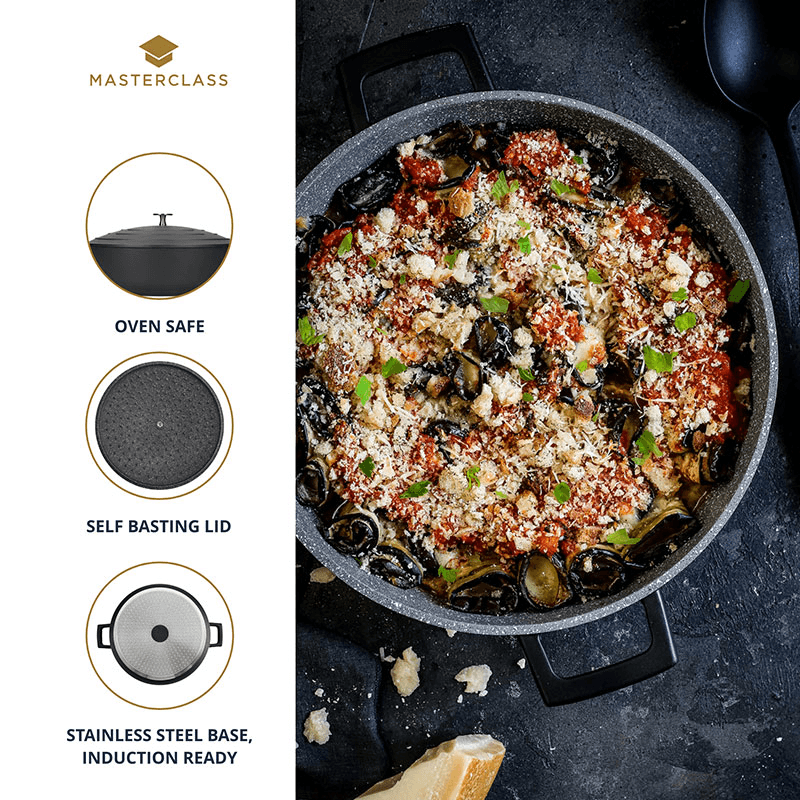 Cast Aluminium Casserole Dish, 5L, Black