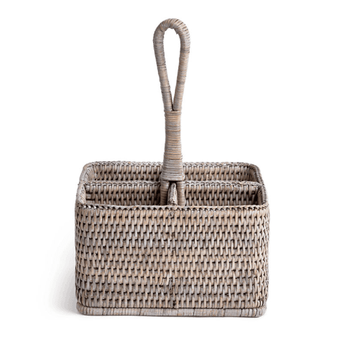 Image showing the Ashcroft Condiment & Cutlery Basket, Rattan product.