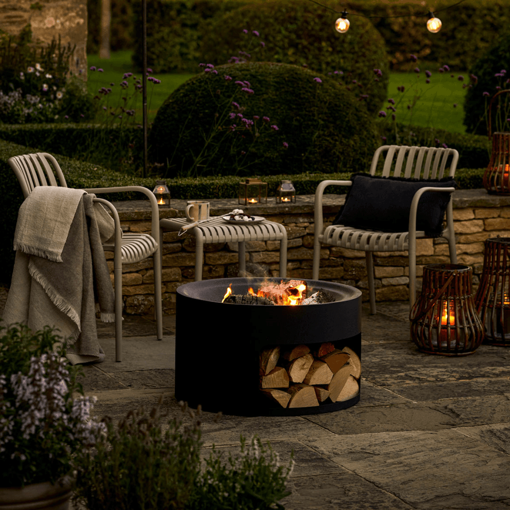 Sarsden  Round Fire Pit & Log Store, Steel