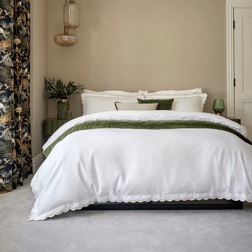 Image showing the Scallop Edge Duvet Set, Super King, Matcha product.