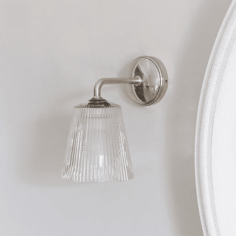 Richmond  Flutted Glass Wall Light, H17cm, Polished Nickel