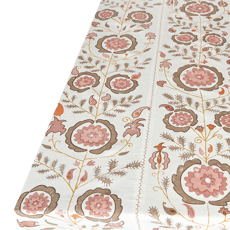 Simla Tablecloth, 170 x 250cm, Pink and Brown