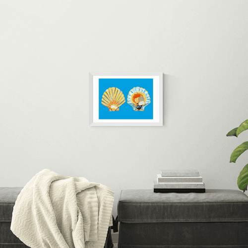 Image showing the Alice Straker Scallops on Blue Framed Print, 45 x 33cm, Blue product.